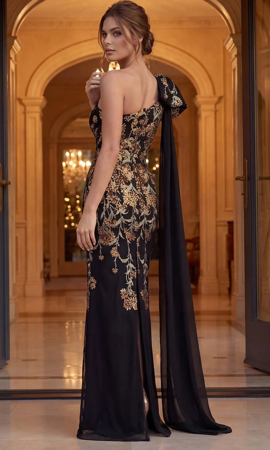 Jovani 46243 Floral Embroidery One Shoulder Dress