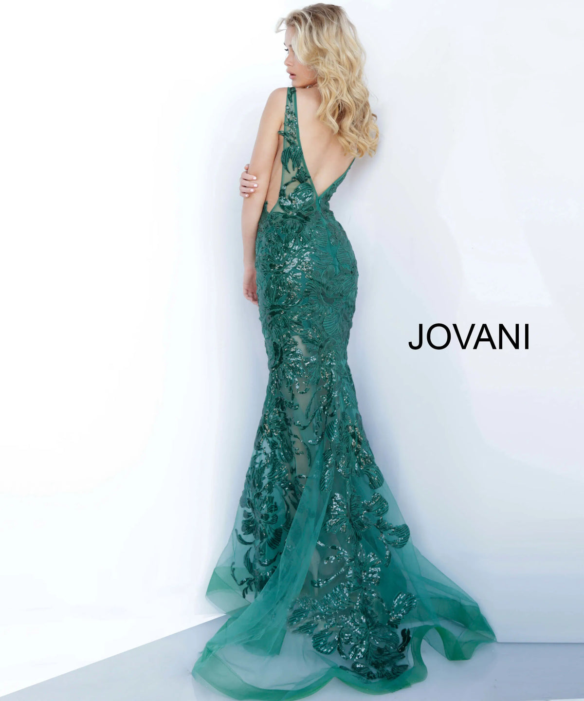 Jovani 60283 - Floral Applique Prom Gown