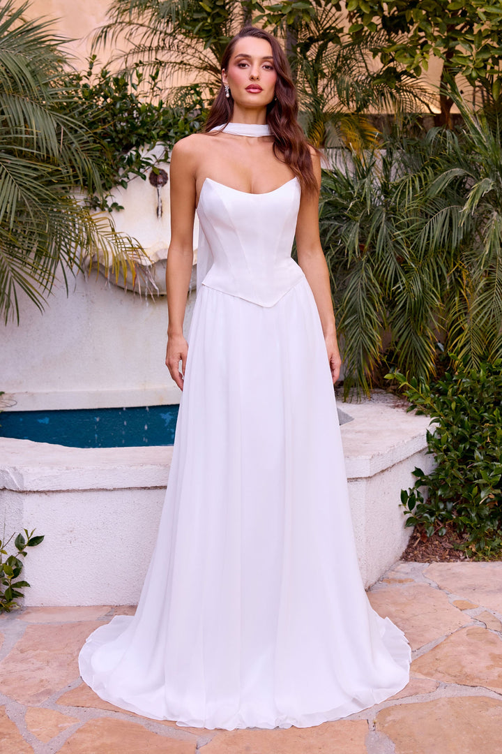 Ladivine CD386W - A-Line Corset Wedding Dress - Off White - Main