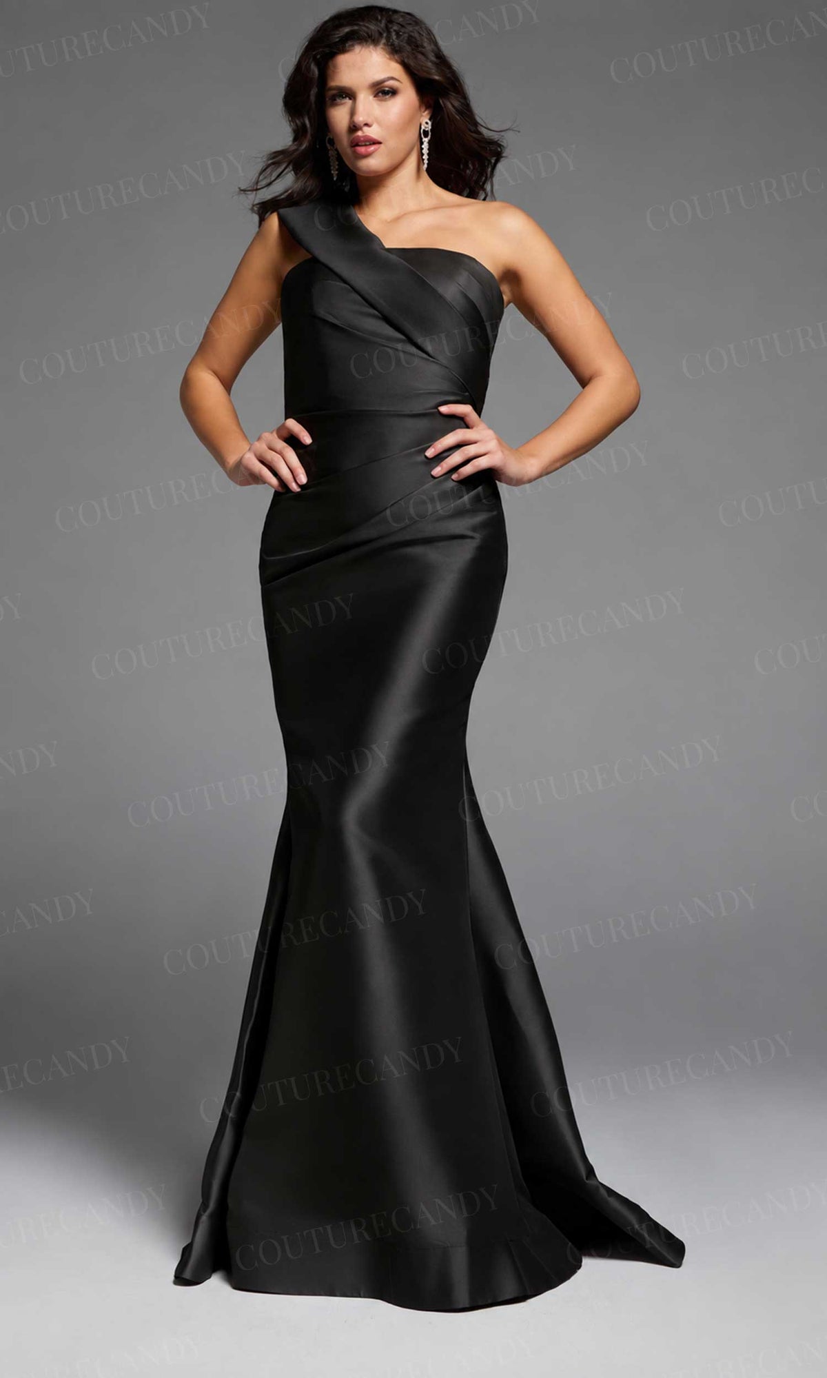 Jovani 39649 - Satin One Shoulder Mermaid Gown