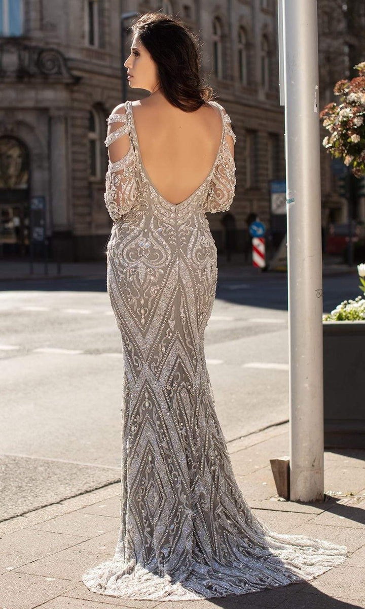 Chic & Holland - HF1597 Cutout Long Sleeves Sequined Dress