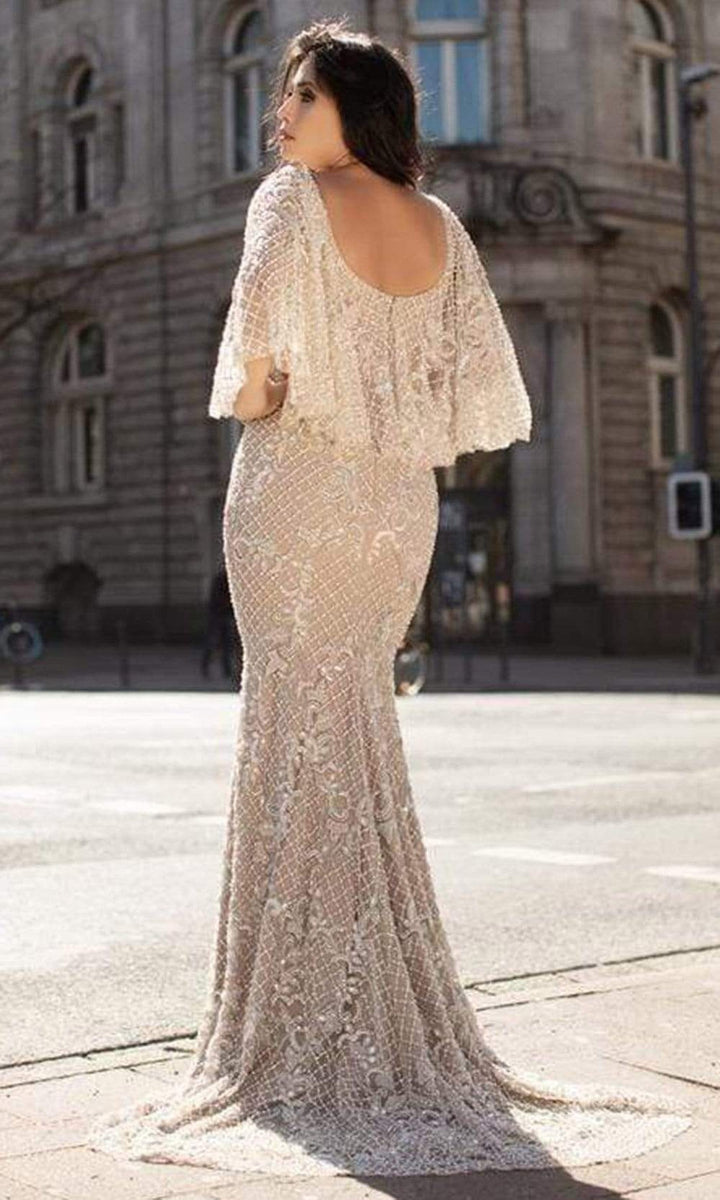 Chic & Holland - HF1611 Bell Sleeve Lattice Trumpet Gown