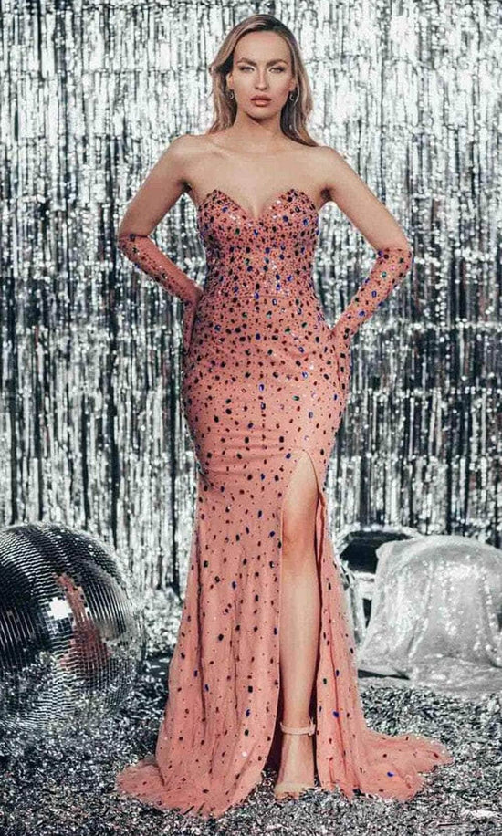 Chic and Holland AF330096 - Strapless Sweetheart Neck Prom Gown - Rose - Main