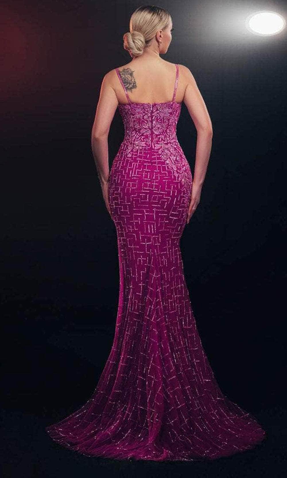 Chic & Holland AF330141 - Embroidered Sleeveless Prom Gown