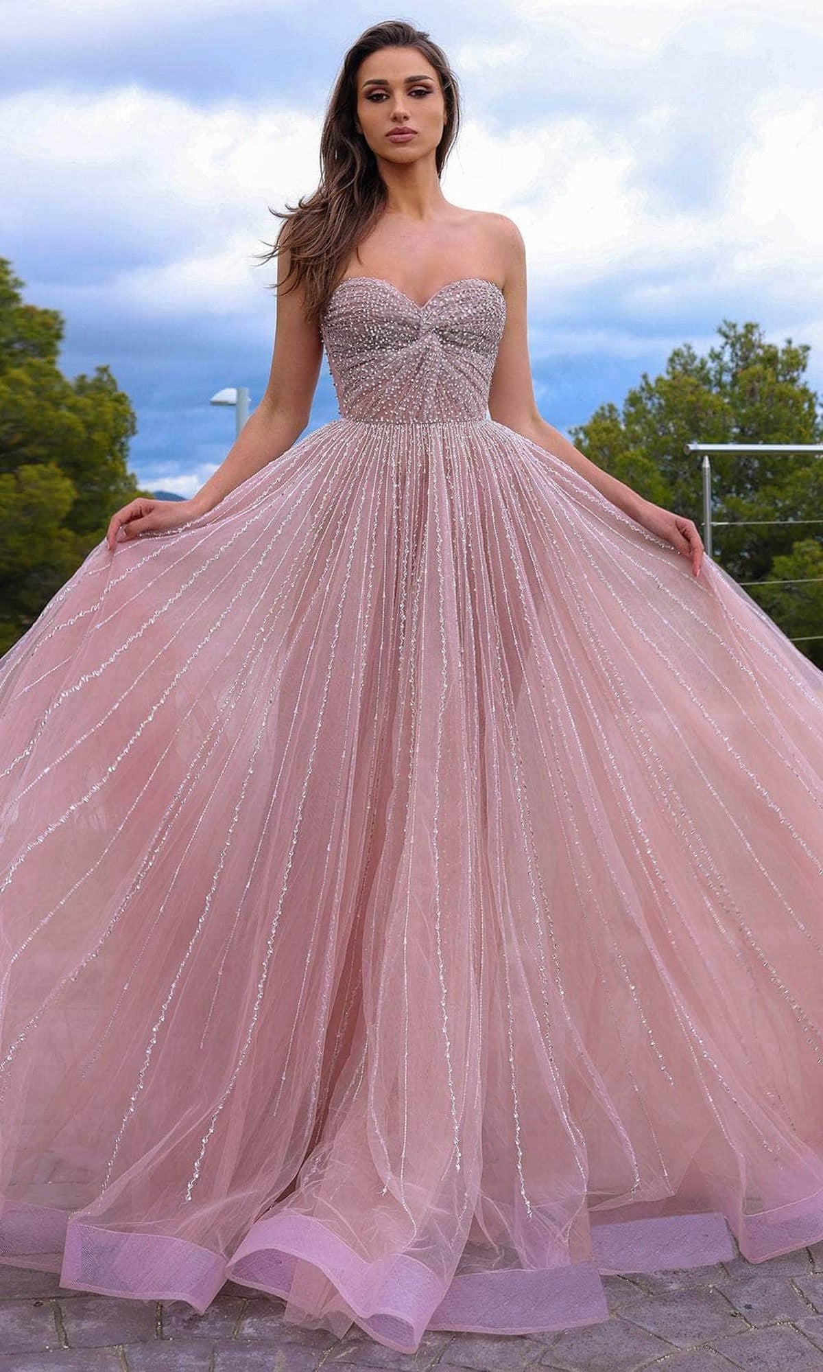 Chic and Holland AR330267 - Strapless Sweetheart Prom Gown - Pink - Main