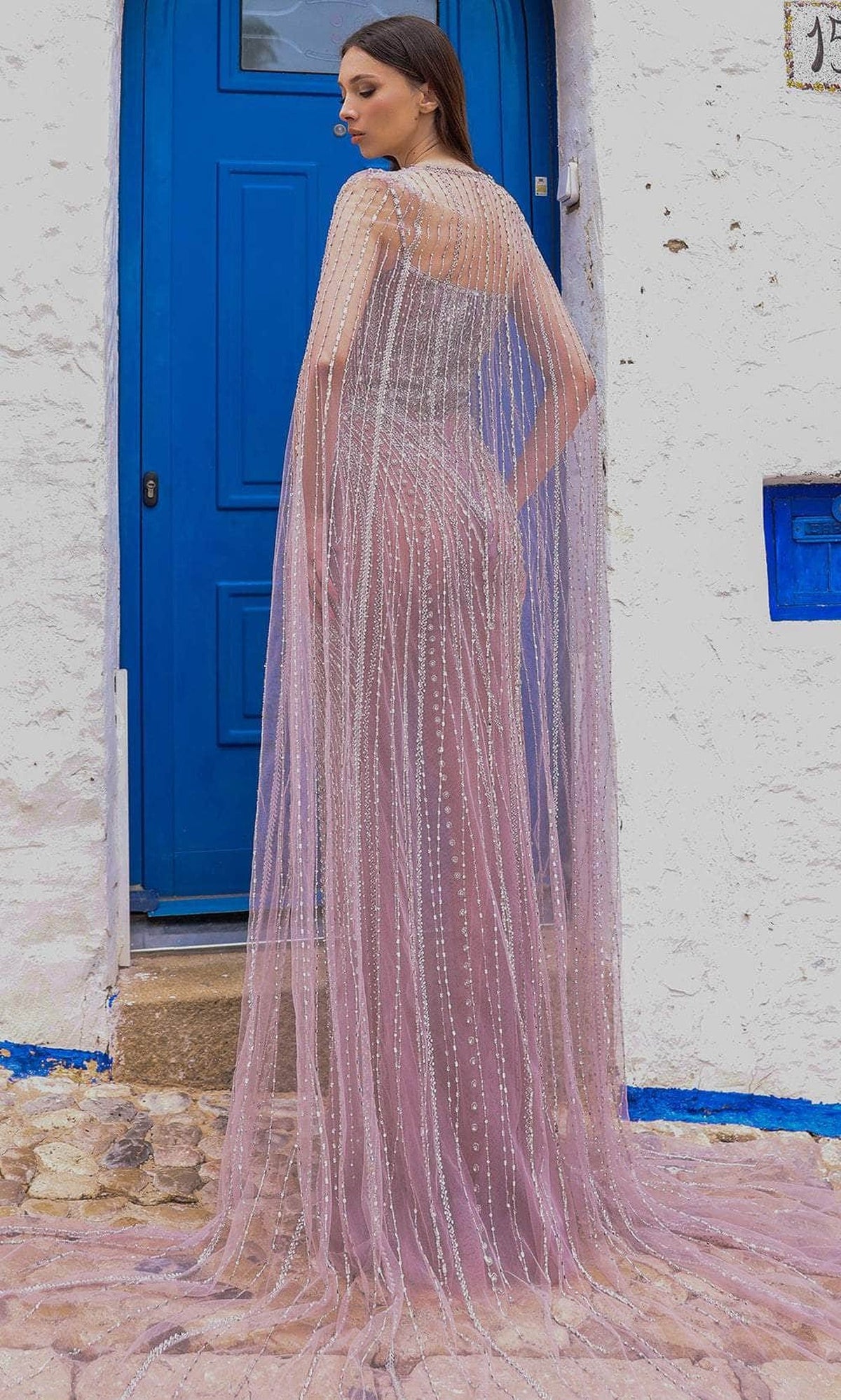 Chic & Holland AR330298 - Straight-Across Neck Evening Gown