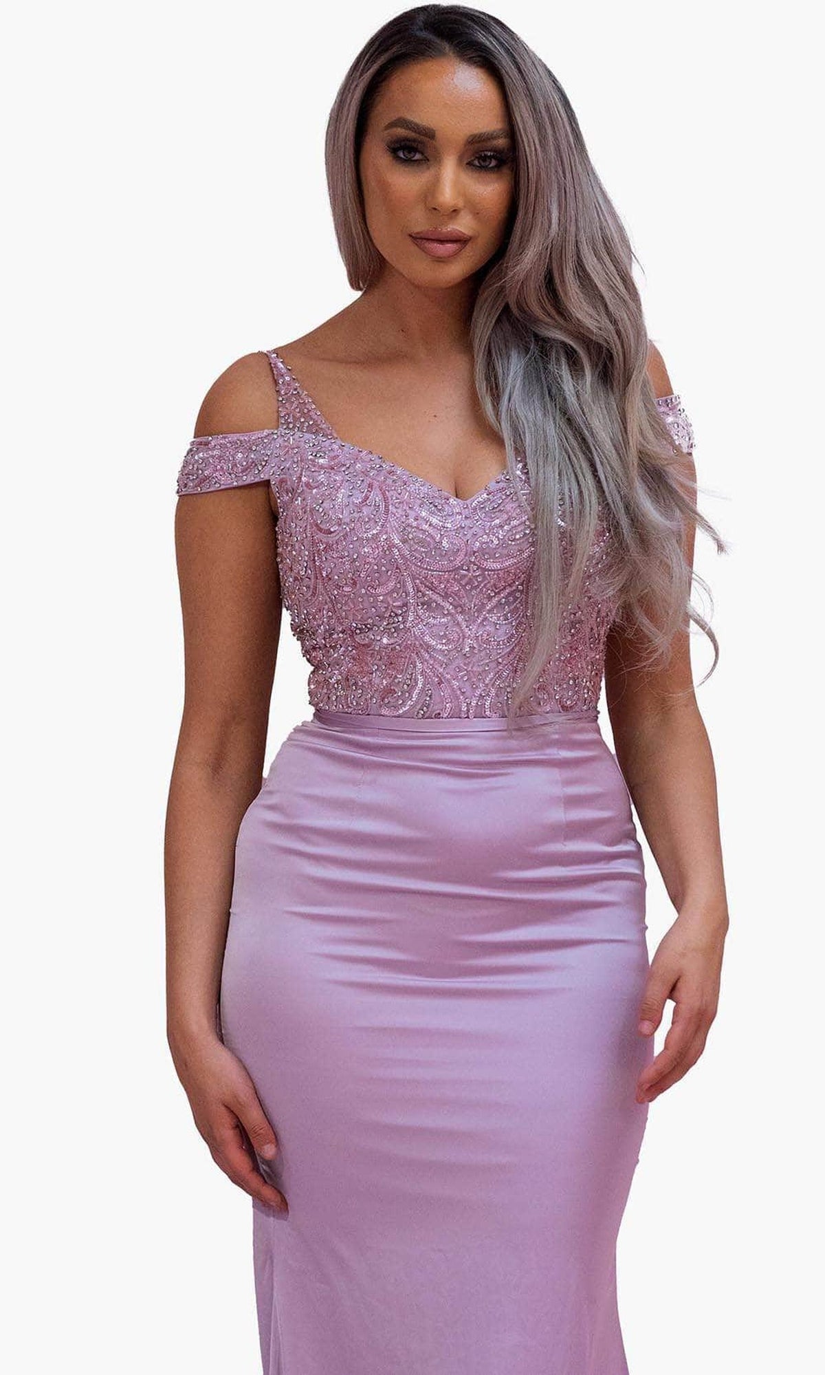 Chic & Holland BM1821 - Cold Shoulder Formal Dress