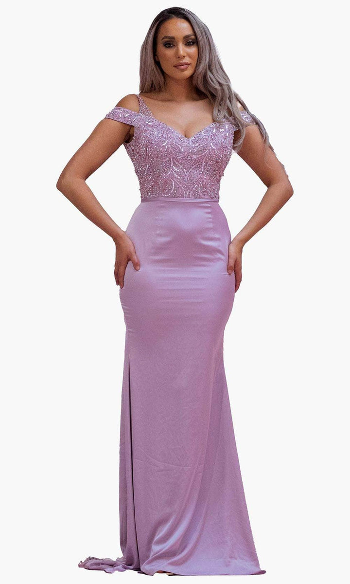 Chic and Holland BM1821 - Cold Shoulder Formal Dress - Lavender - Main