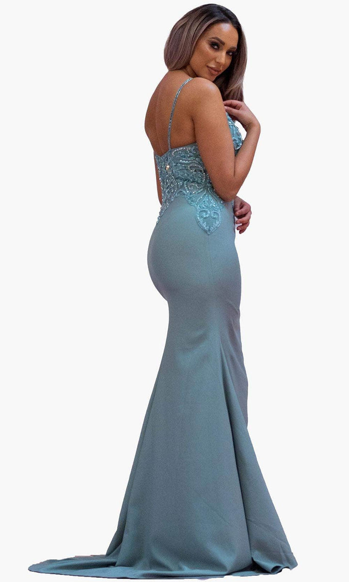 Chic & Holland BM1848 - Plunged V-Neck Evening Dress