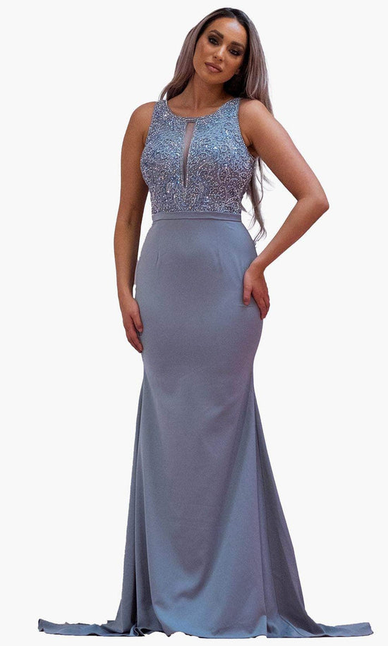 Chic and Holland BM1862 - Scoop Cutout Formal Dress - Ash Gray - Main