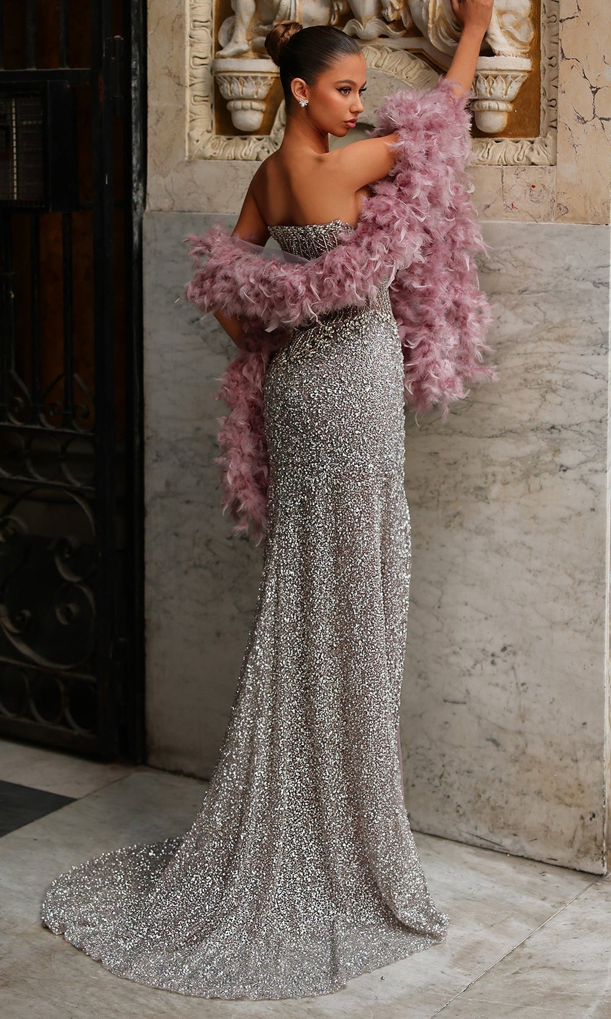 Chic & Holland HF110554 - Corset Bodice Hand Beaded Strapless Dress