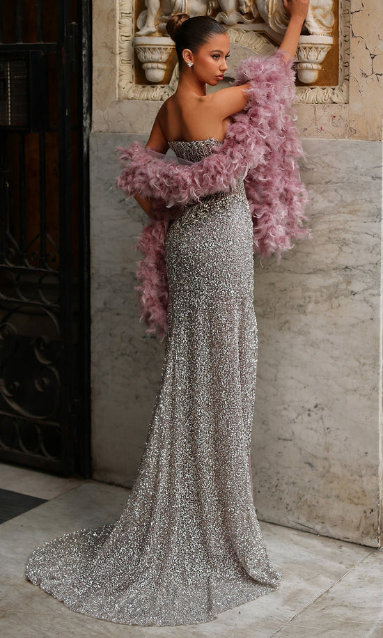 Chic & Holland HF110554 - Corset Bodice Hand Beaded Strapless Dress