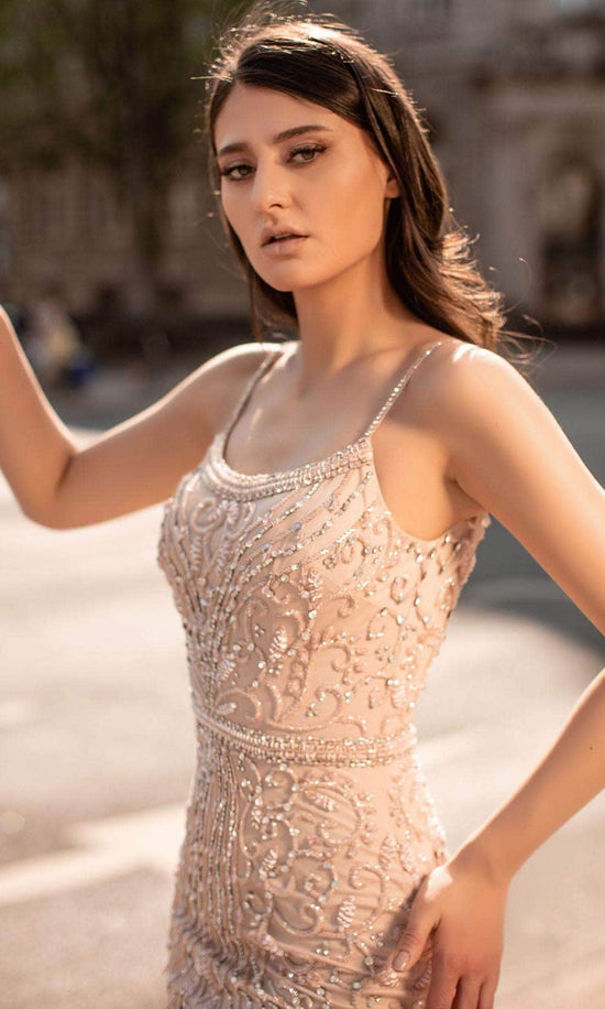 Chic & Holland HF1515 - Beaded Scoop Evening Dress