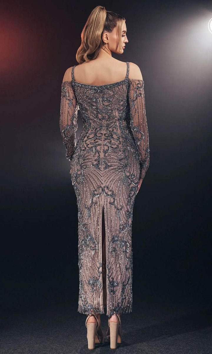 Chic & Holland MD110088 - Tea Length Beaded Dress