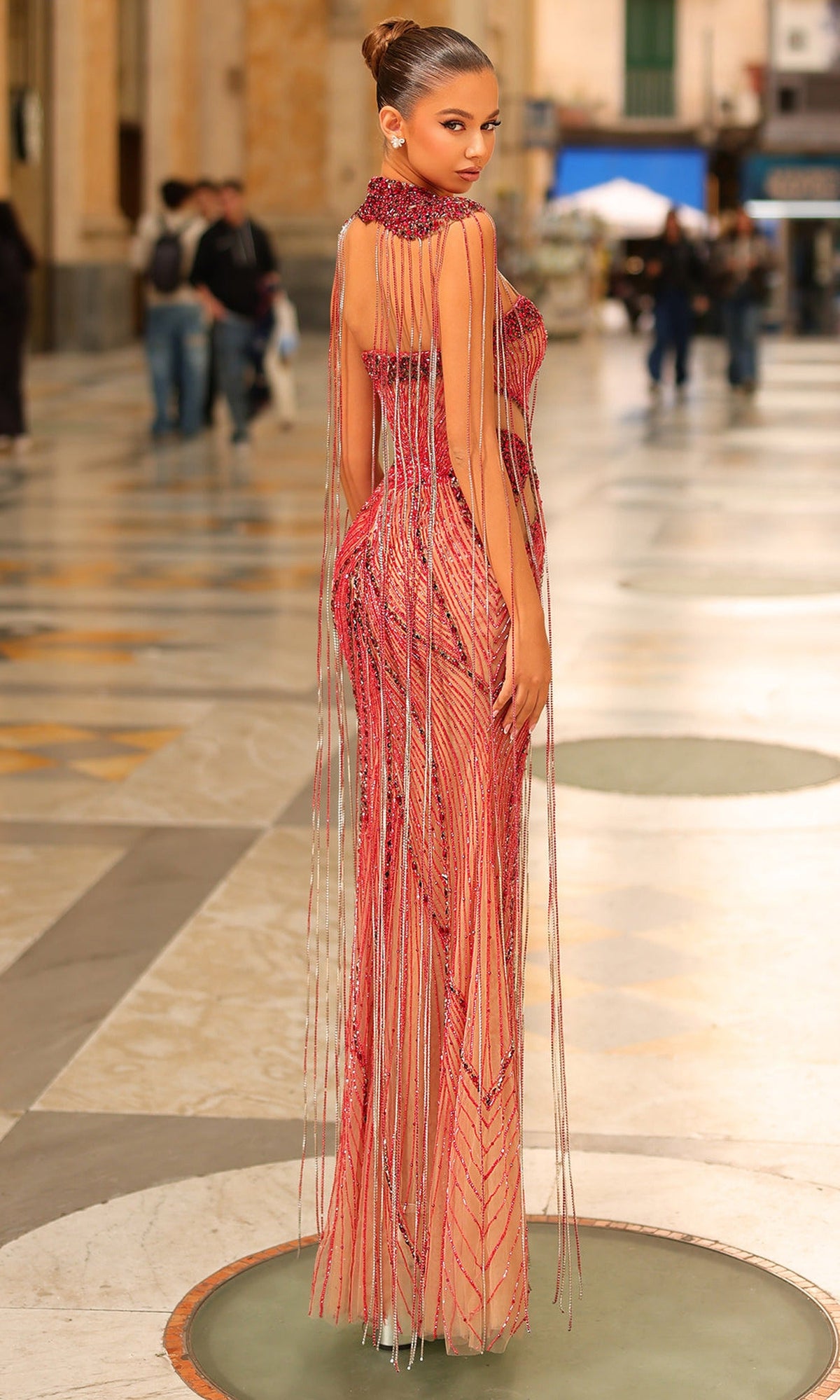 Chic & Holland PH120103 - Intricate Beaded High Neck Column Gown