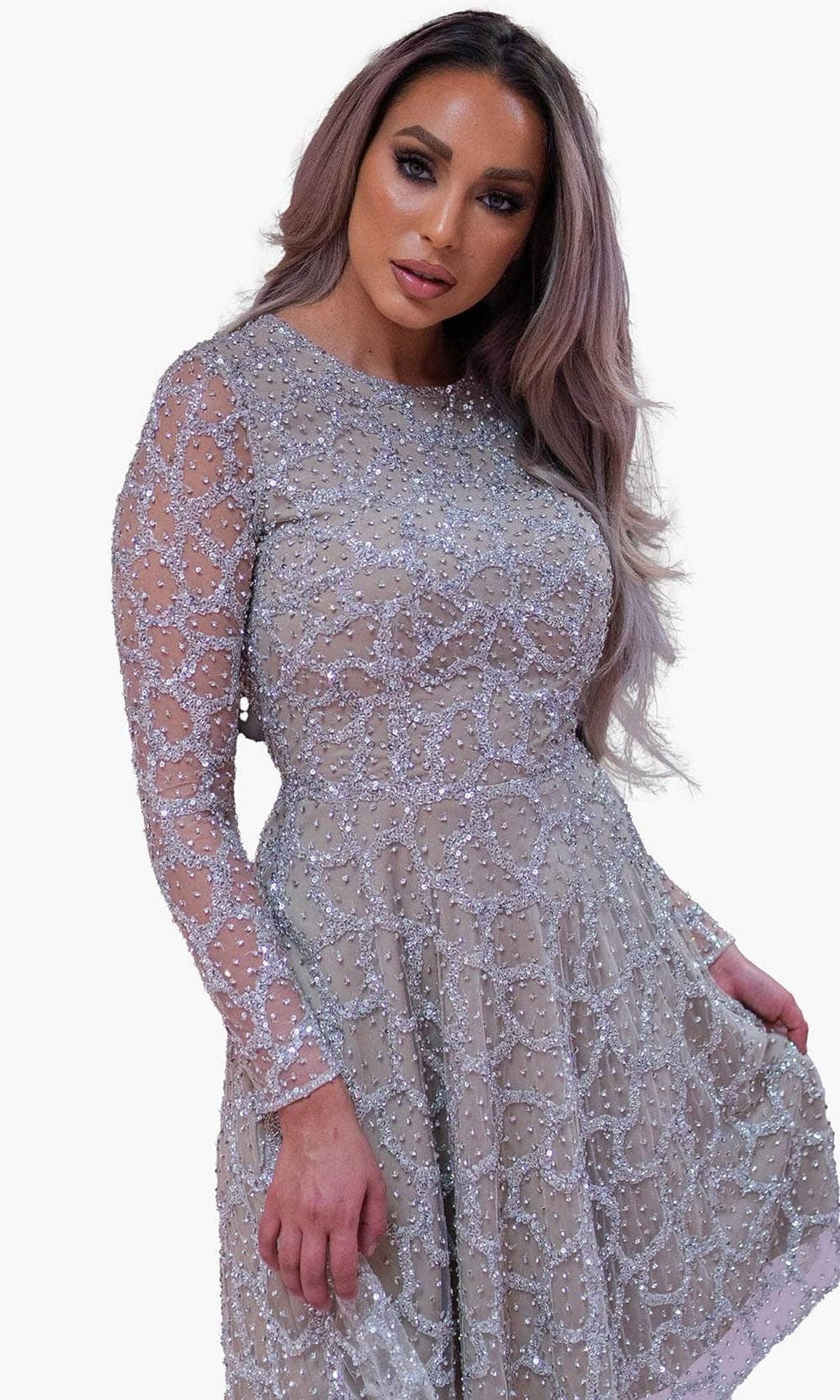 Chic & Holland SD1832 - Jewel Beaded Cocktail Dress