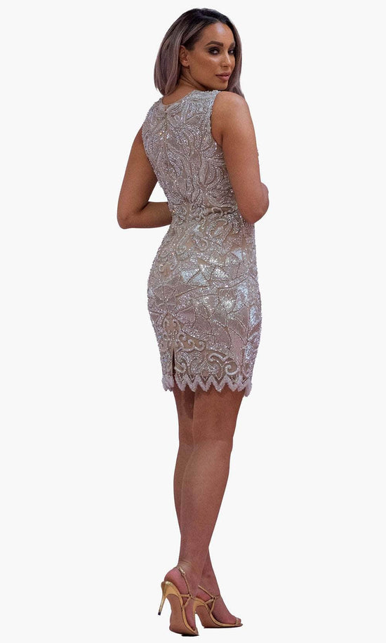 Chic & Holland SD1838 - Illusion Jewel Cocktail Dress