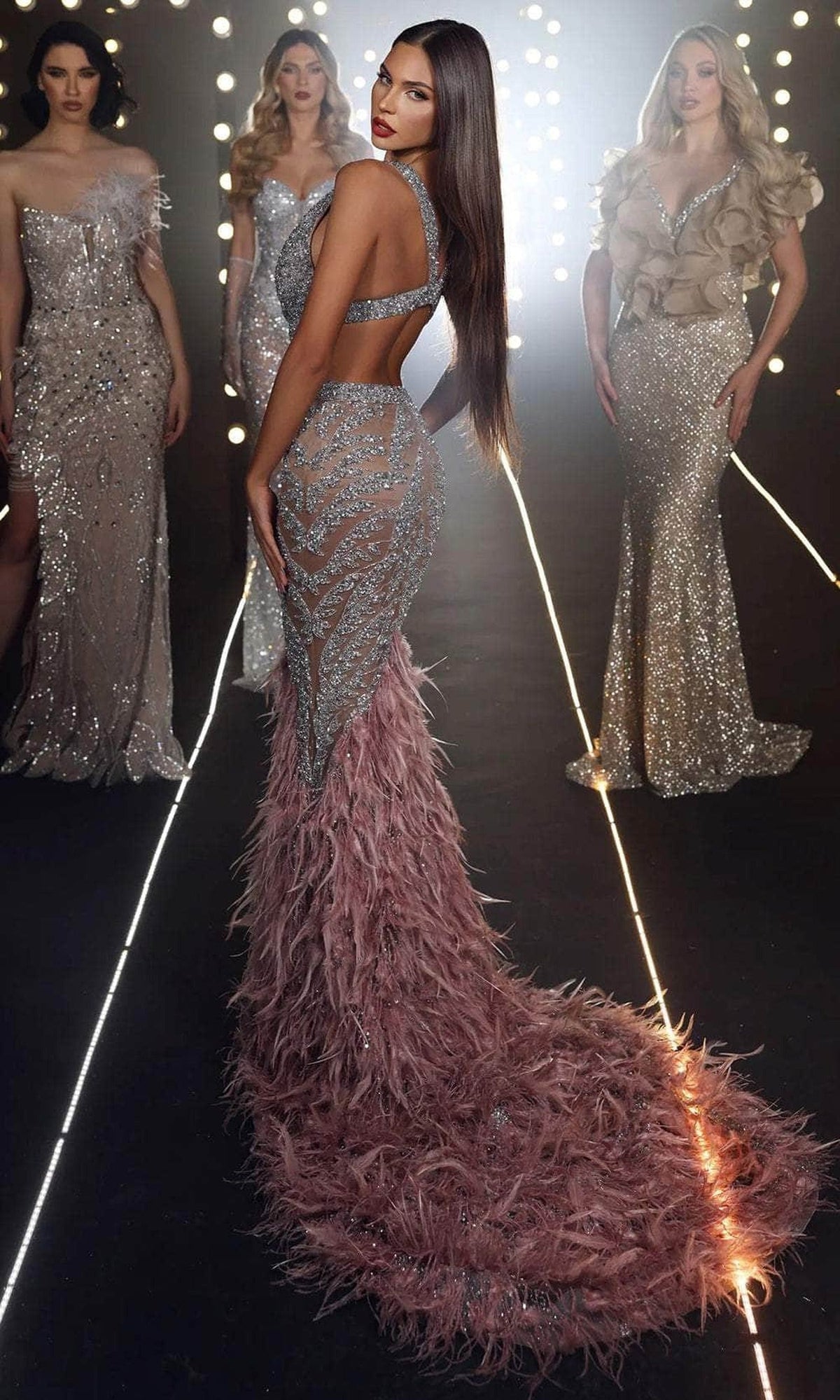 Chic & Holland ZRH440005 - Feather Flare Evening Gown