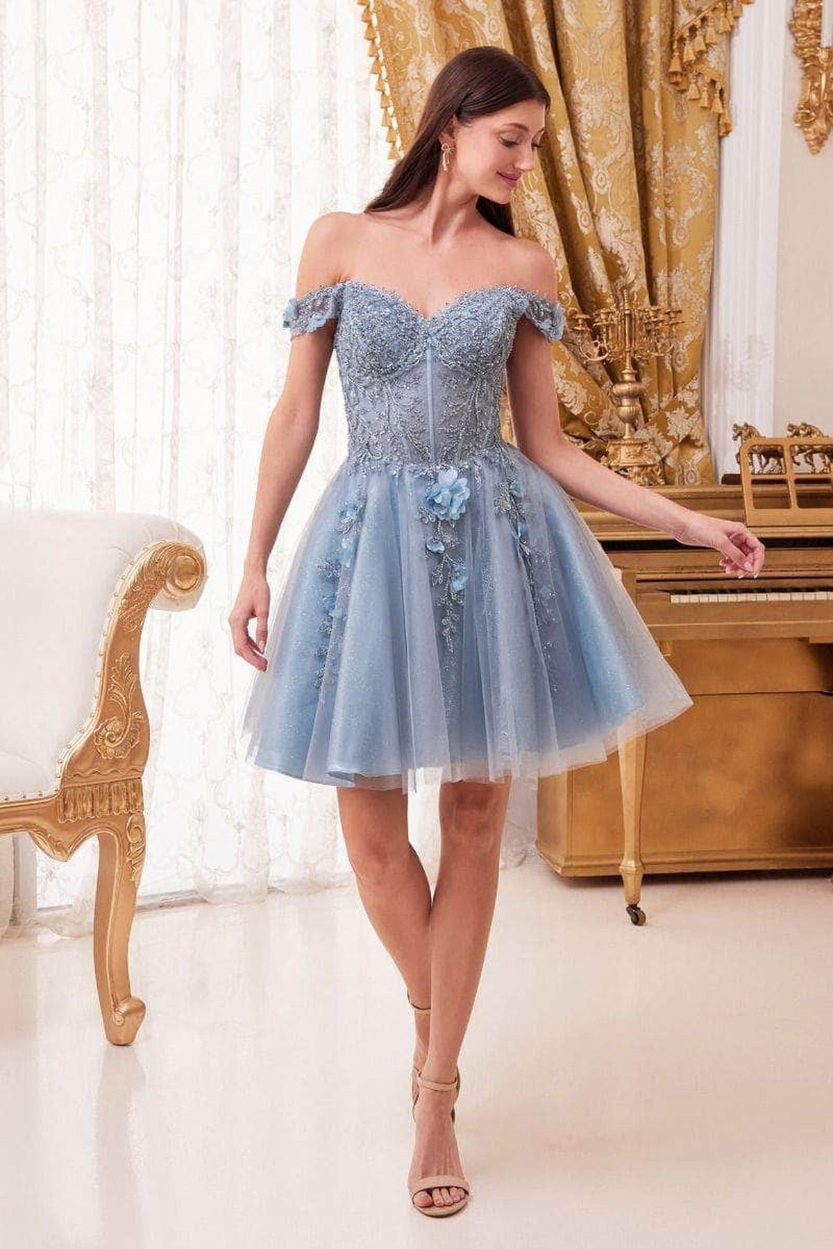 Floral Print Short Prom Dress