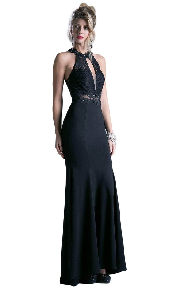 Halter Cutout Evening Dress - Black - Main