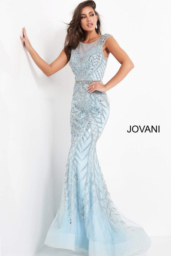 Jovani - 02336 Embellished Scoop Neck Trumpet Dress