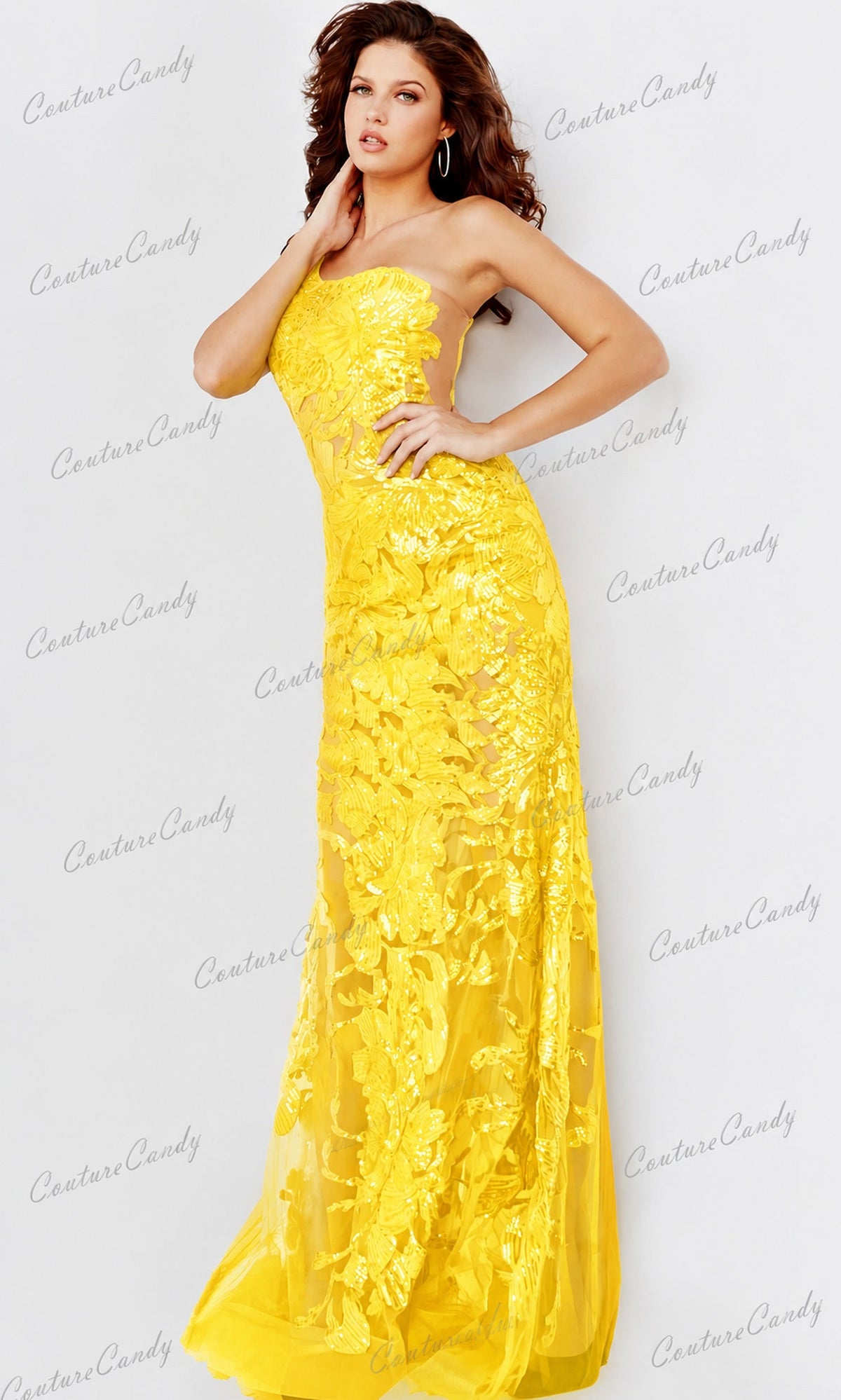 Jovani - 02895 One Shoulder Illusion Simple Prom Mermaid Gown