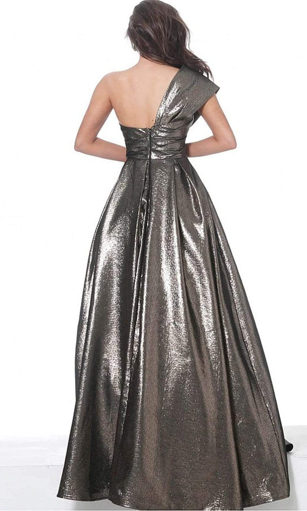 Jovani - 04170 Metallic One Shoulder A-Line Gown