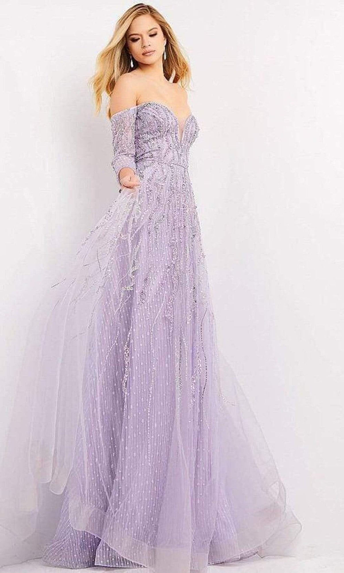 Jovani - 04632 Enchanting Beaded Off Shoulder Gown