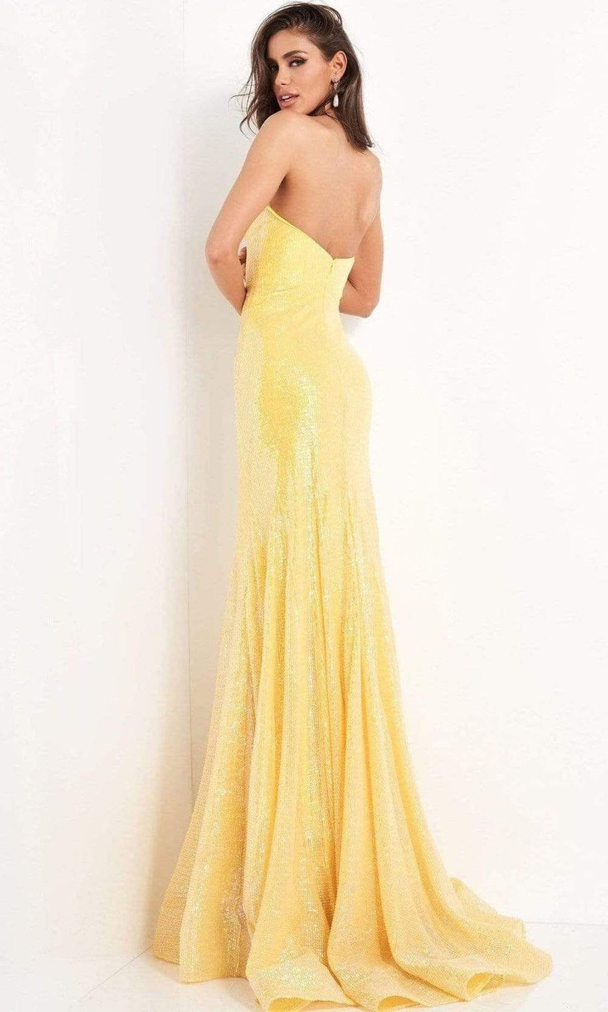 Jovani - 04831 Strapless Peaked V-Neck Sequin Mermaid Gown