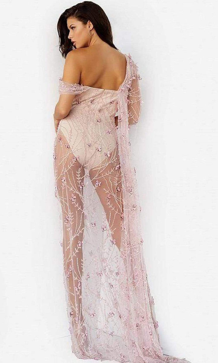 Jovani - 06513 Butterfly Sheer Slit Dress
