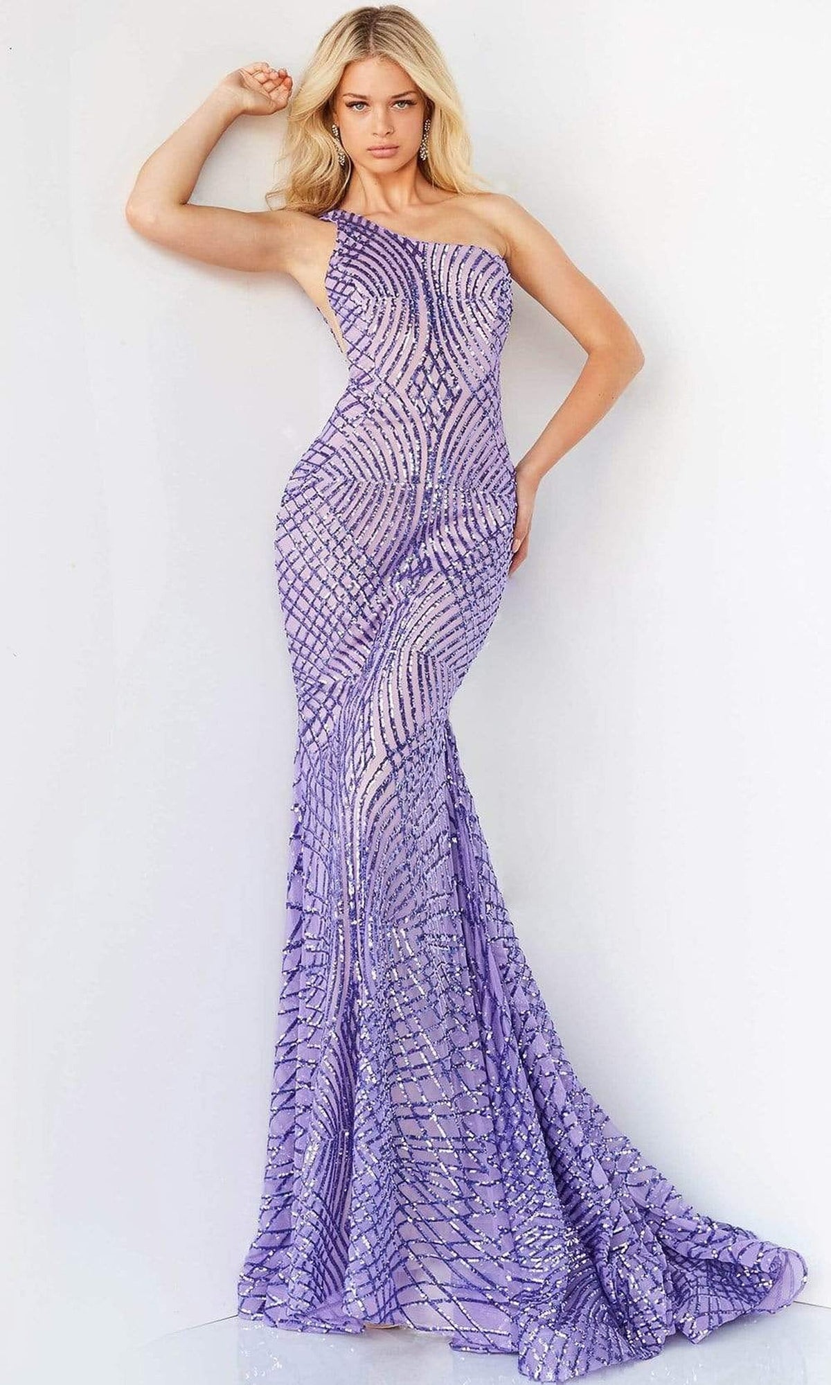 Jovani - 06517 One Shoulder Sequin Embellished Prom Dress