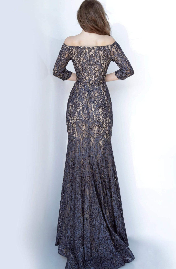 Jovani - 2900 Off-Shoulder Beaded Lace Trumpet Dress