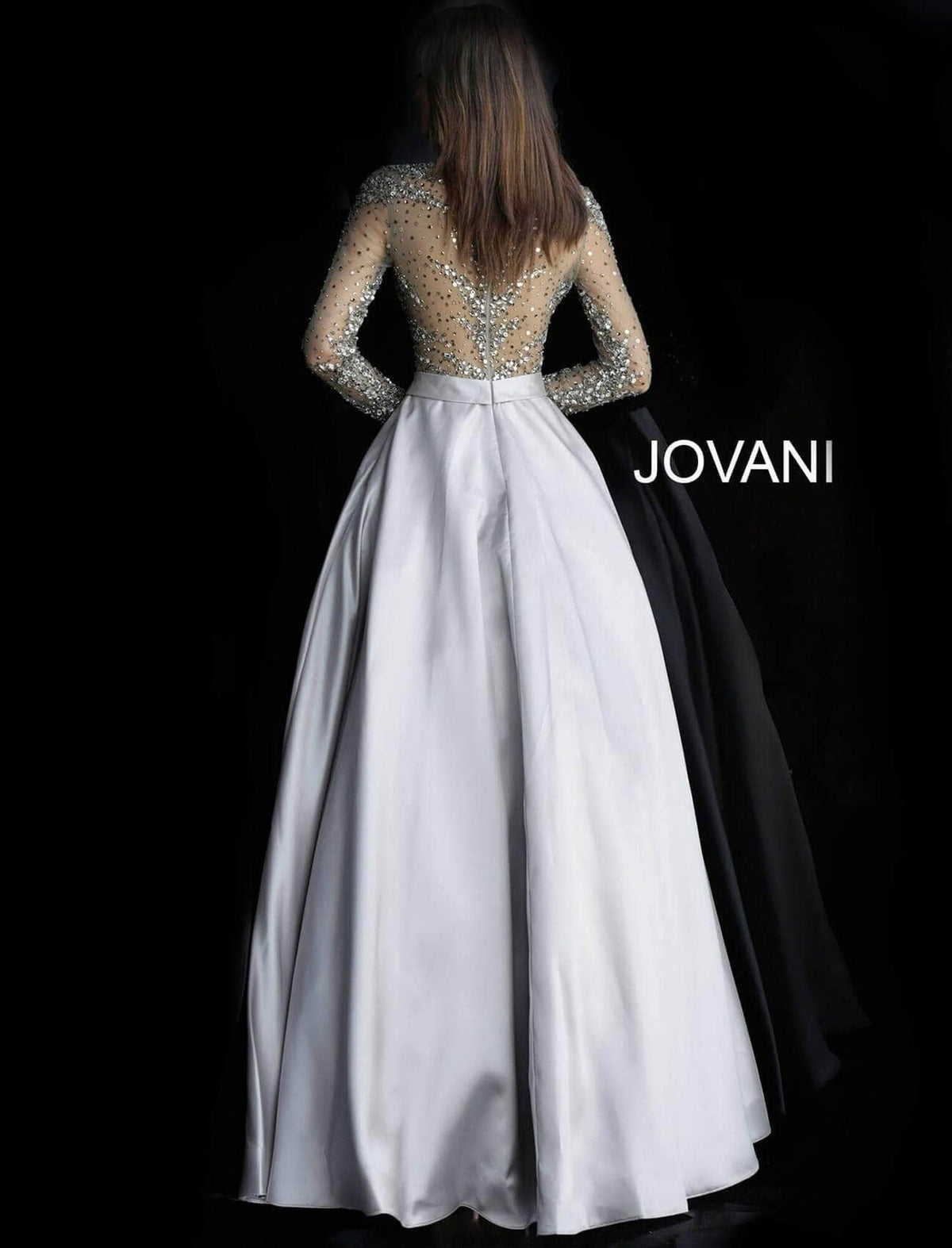 Jovani - 46066 Stone Embellished Long Sleeves Ballgown