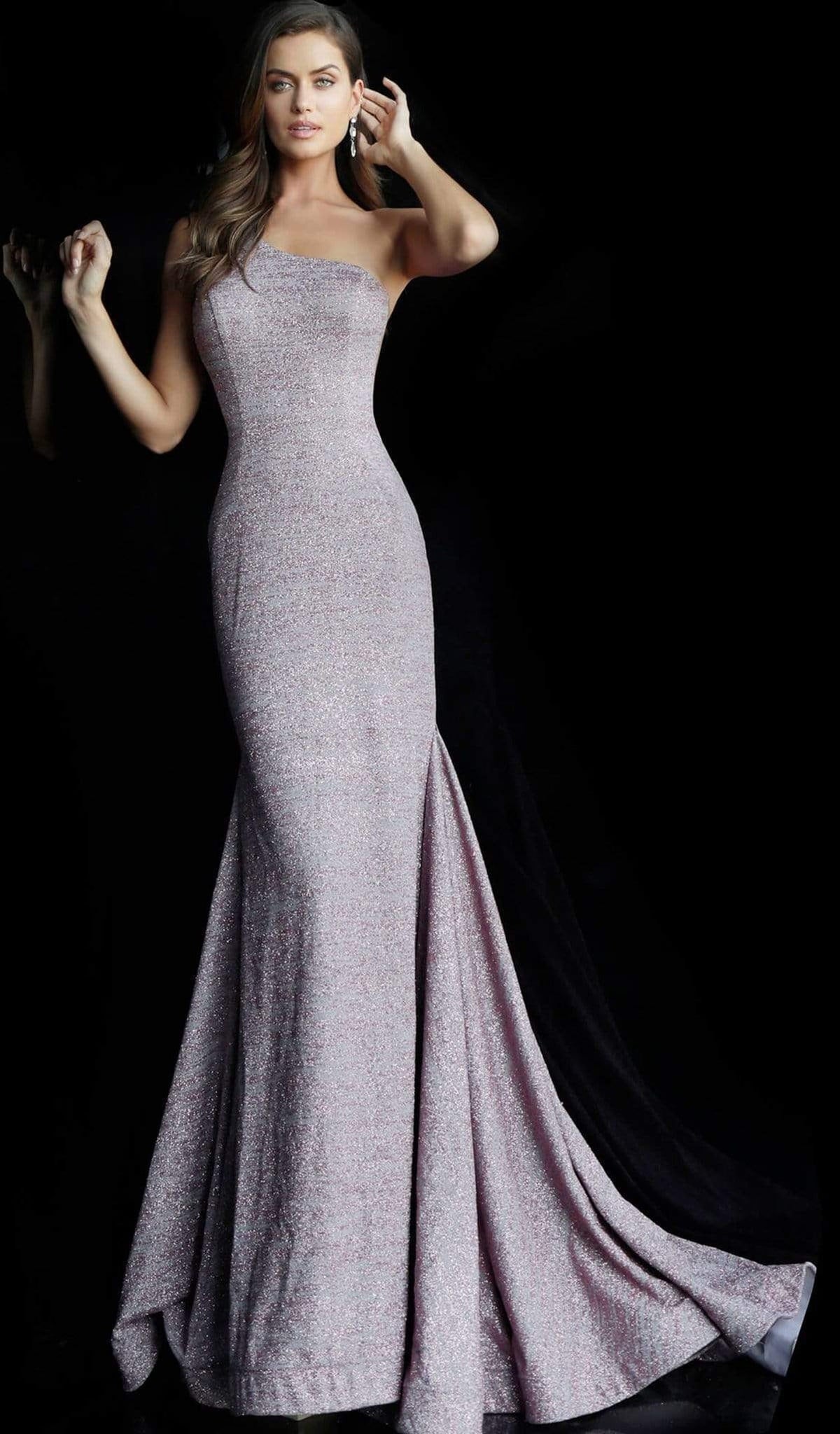 Jovani - 67650 Stretch Glitter Mermaid Dress With Sweep Train