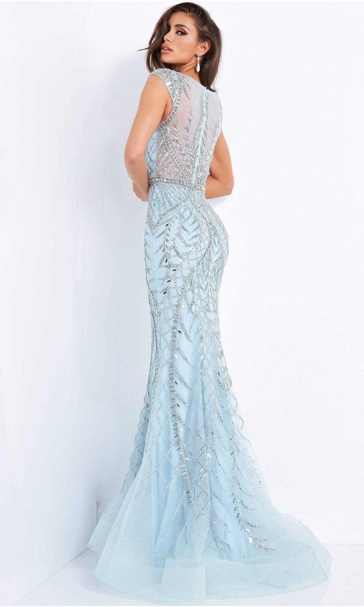 Jovani - 02336 Embellished Scoop Neck Trumpet Dress
