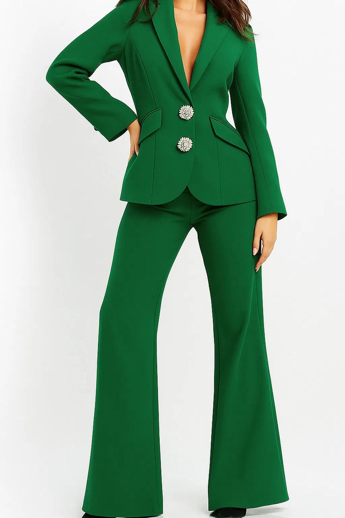 Jovani - 02637 Two Piece Deep V-Neck Pantsuit