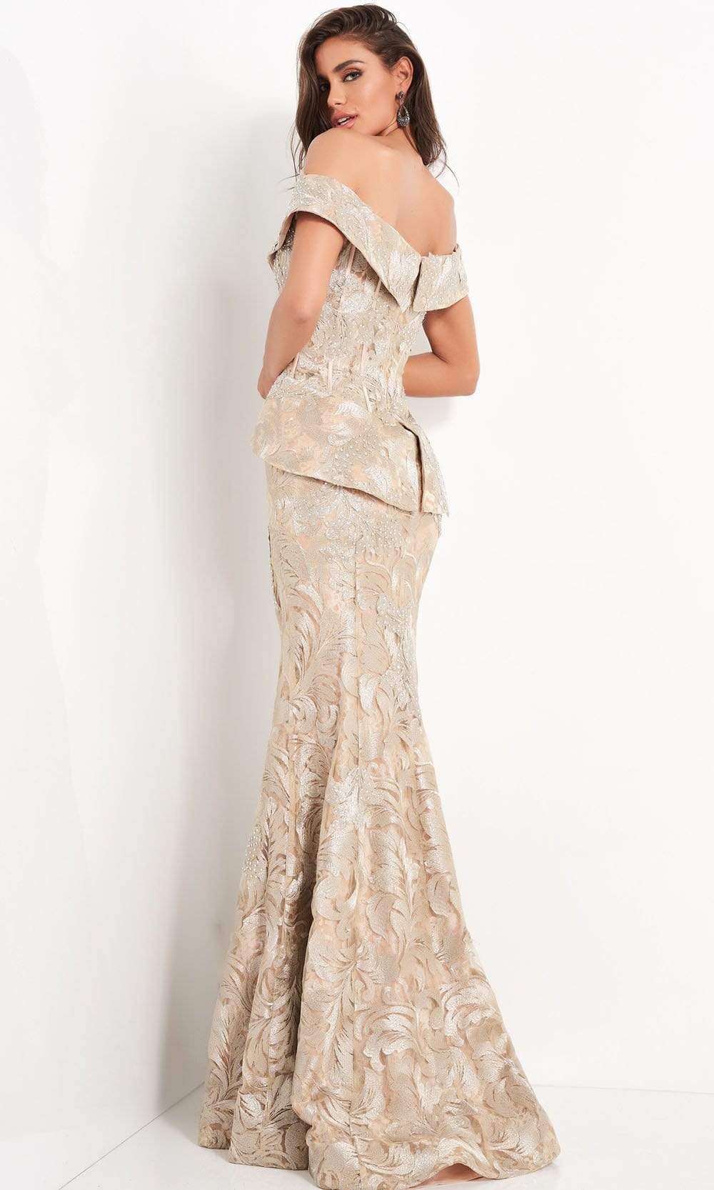 Jovani - 02762 Off Shoulder Corset Bodice Peplum Gown