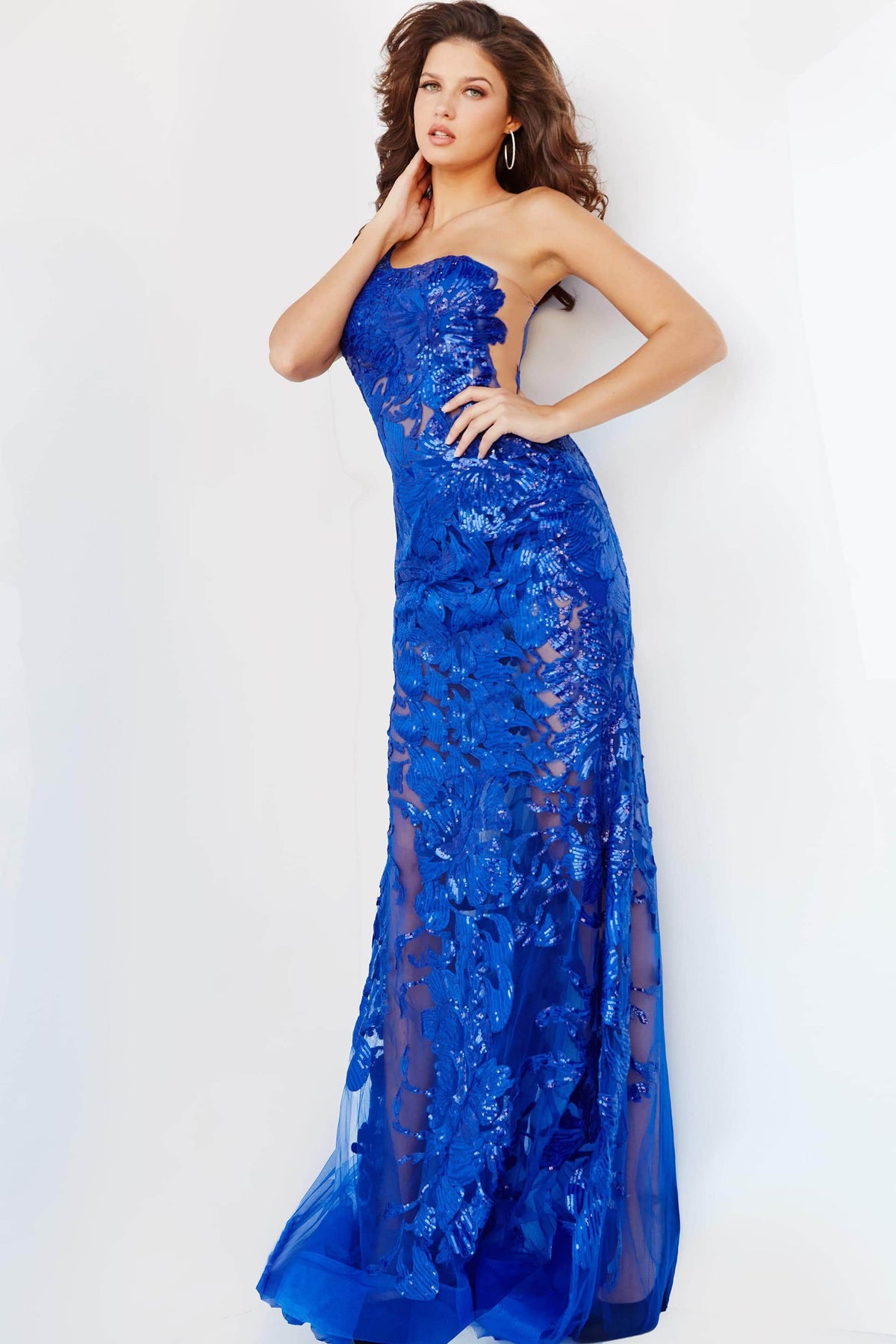 Jovani - 02895 One Shoulder Illusion Simple Prom Mermaid Gown