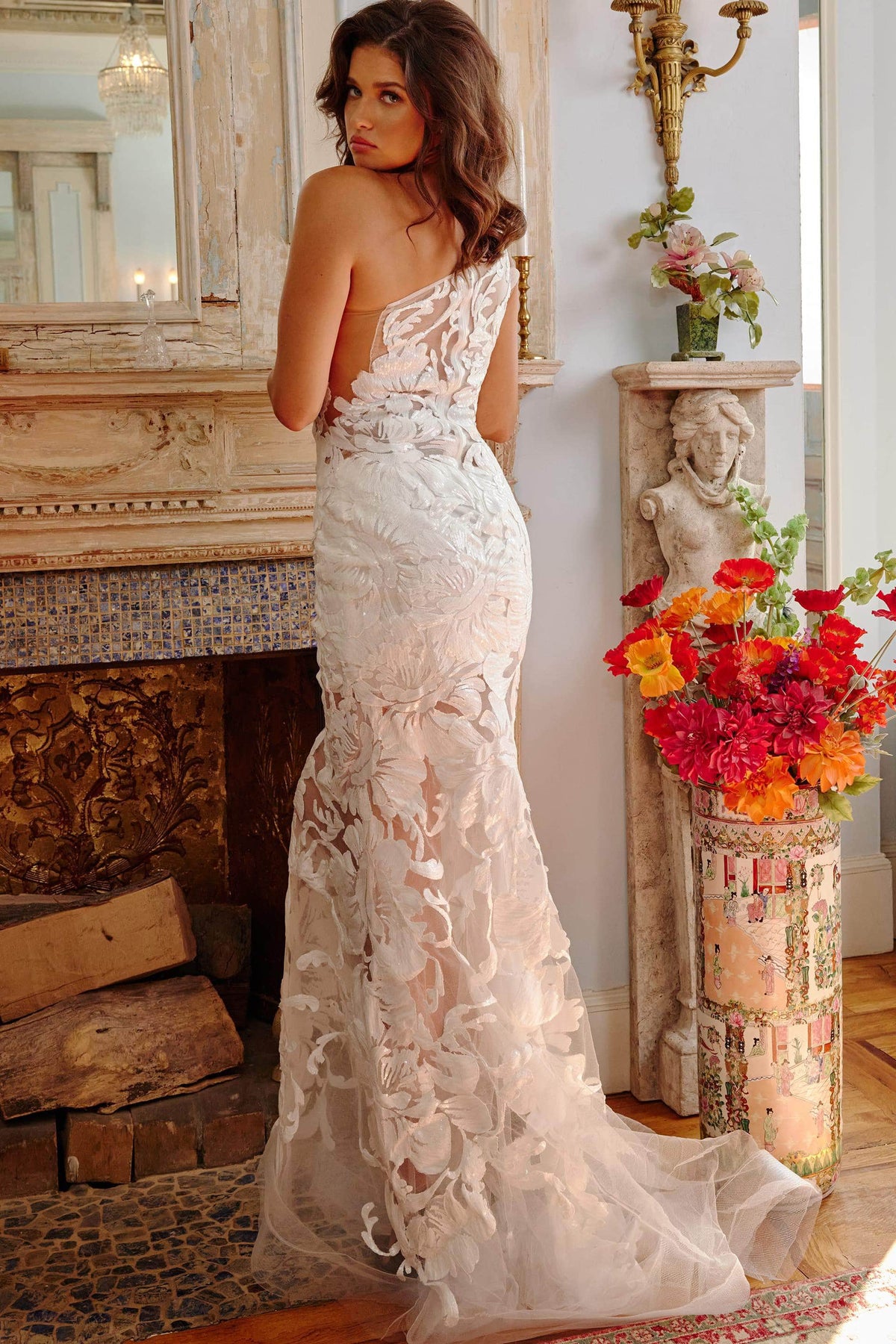 Jovani - 02895 One Shoulder Illusion Simple Prom Mermaid Gown
