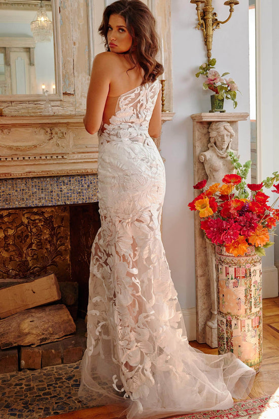 Jovani - 02895 One Shoulder Illusion Simple Prom Mermaid Gown