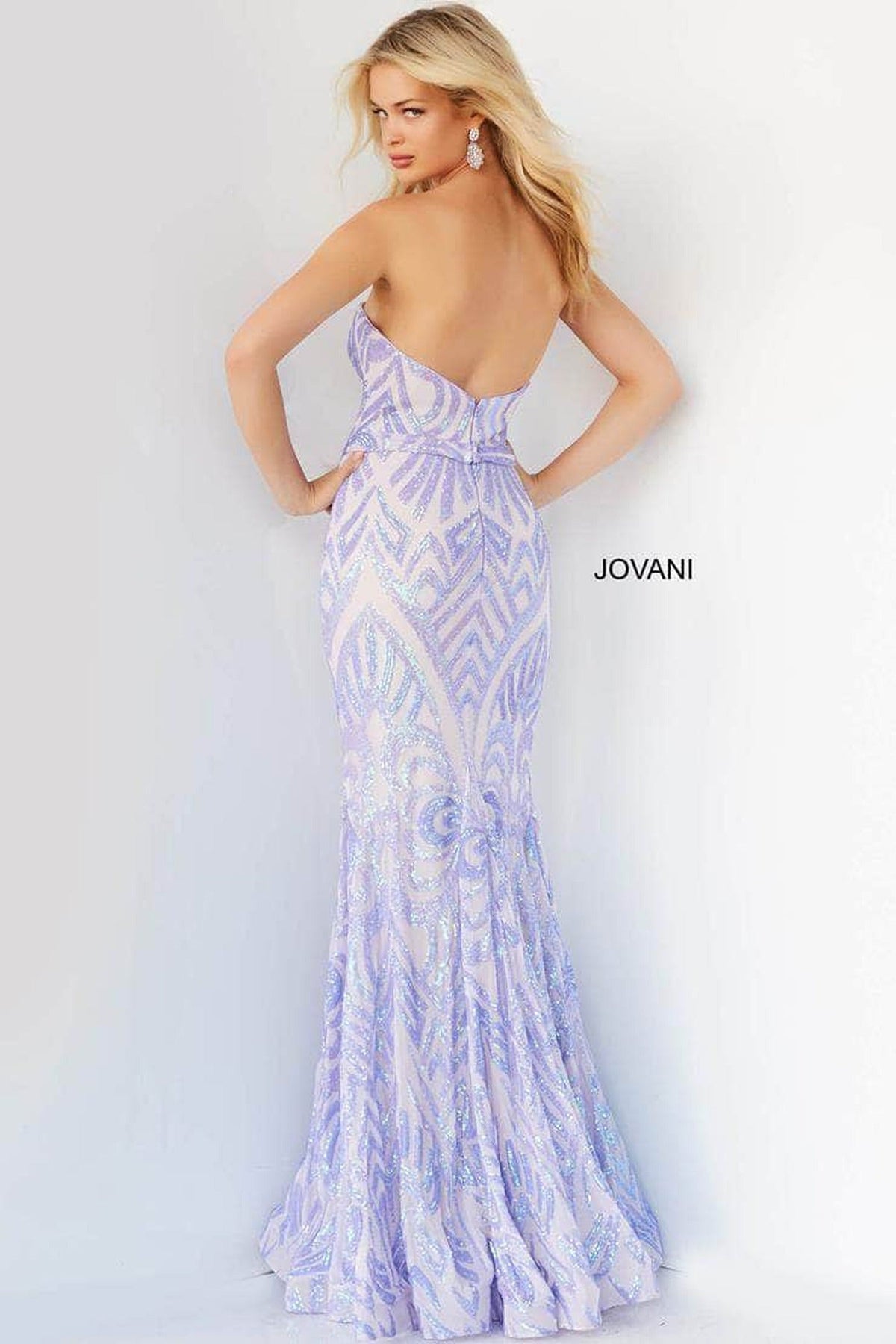 Jovani - 03445 Strapless Plunging Sweetheart Neck Sequin Gown