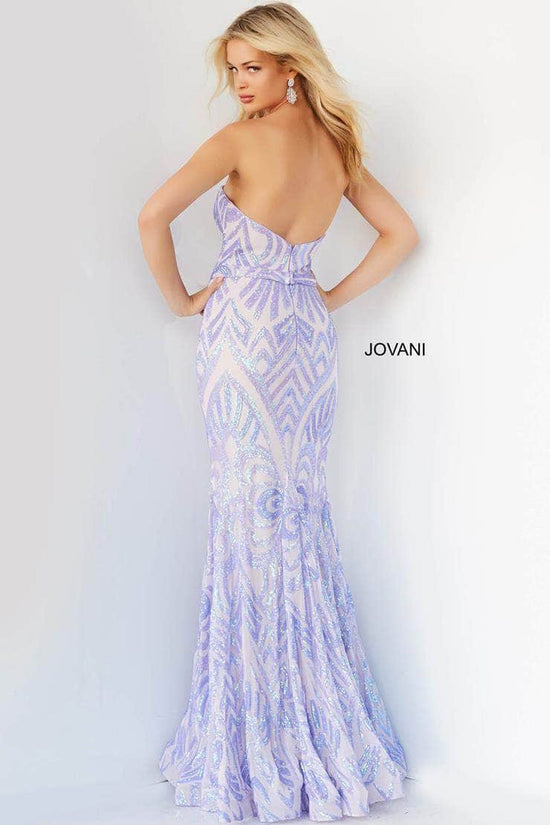 Jovani - 03445 Strapless Plunging Sweetheart Neck Sequin Gown
