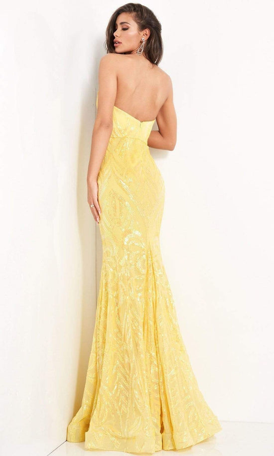 Jovani - 03445 Strapless Plunging Sweetheart Neck Sequin Gown