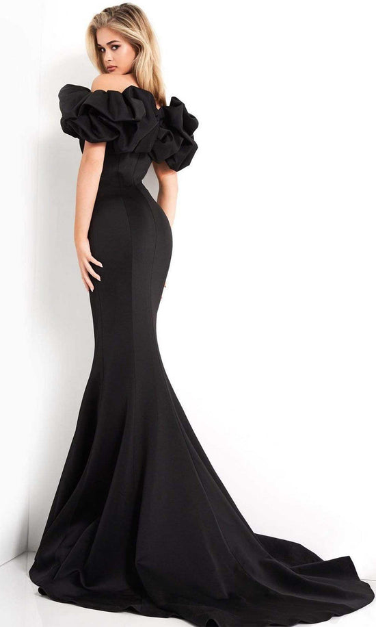 Jovani - 04368 Ruffled Off Shoulder Scuba Mermaid Evening Dress