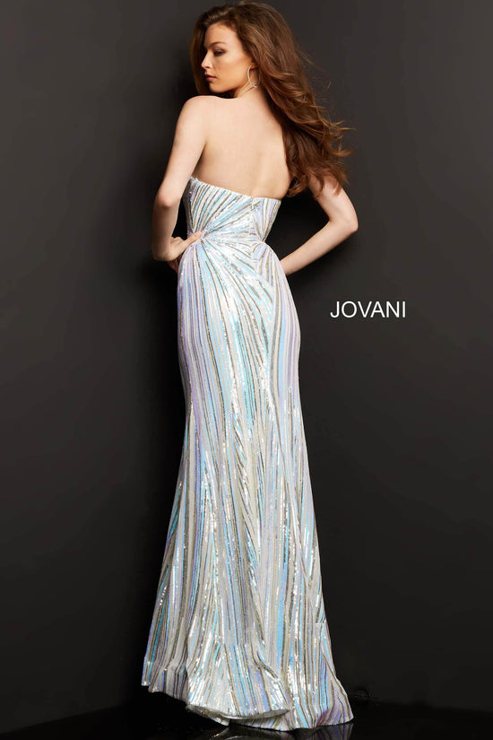 Jovani - 04810 Strapless Geometric Sequined Dress