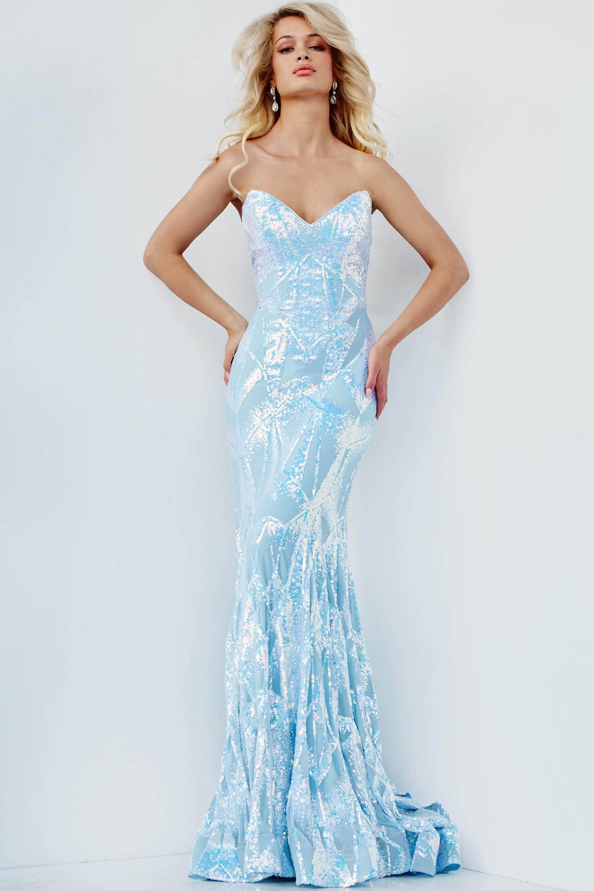 Jovani - 05100 Strapless V-Neck Sequin Embellished Mermaid Gown