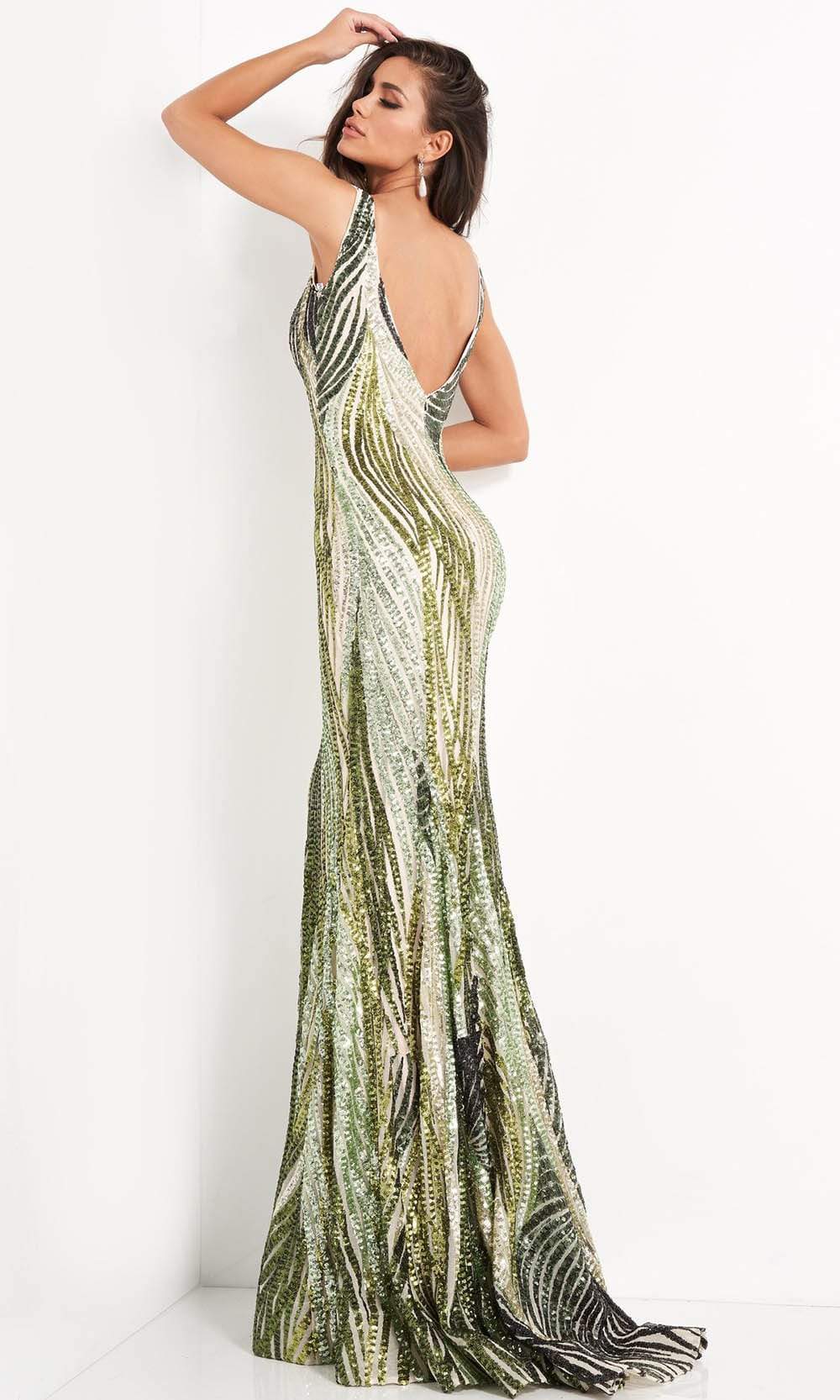 Jovani - 05103 Sequin Plunging V Neck Junior Prom Gown