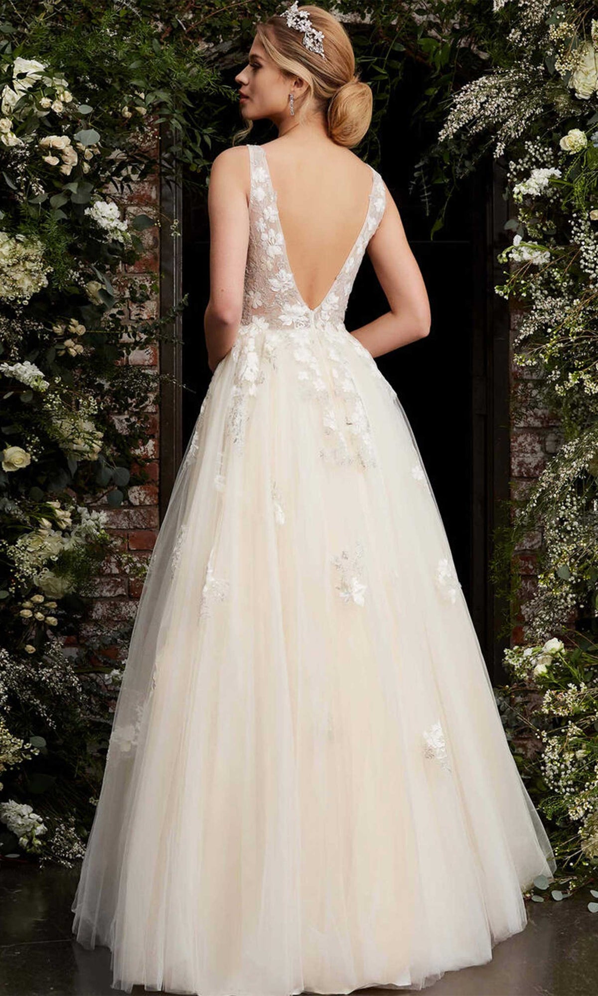 Jovani - 06286 Sheer Floral Applique Bodice Tulle Ballgown
