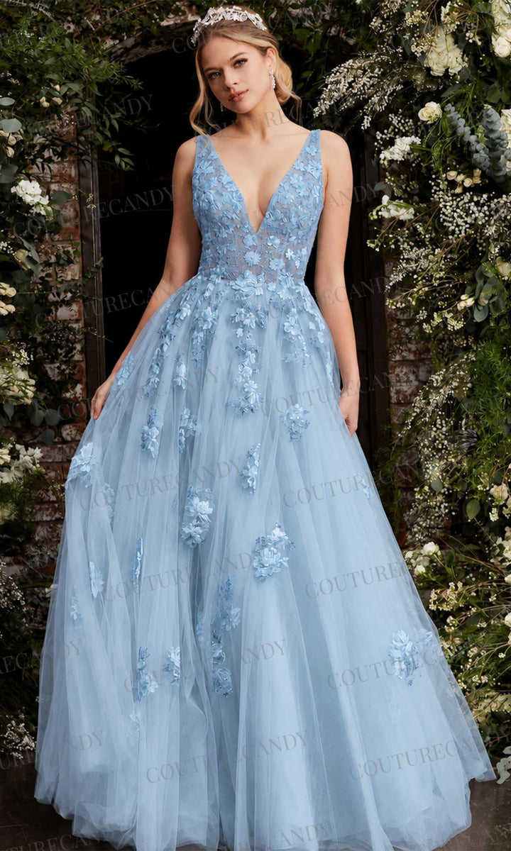 Jovani - 06286 Sheer Floral Applique Bodice Tulle Ballgown