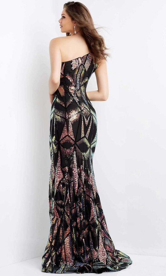 Jovani - 06417 Geometric Multi-Color Sequin Gown
